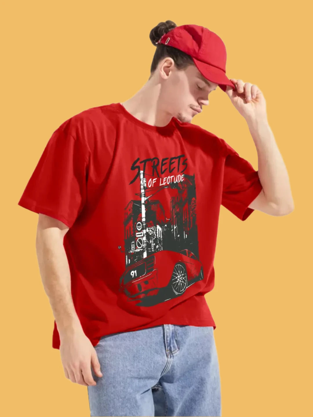 Red Graffiti Oversized T-Shirt – Unisex Streetwear Style | MAXTEE