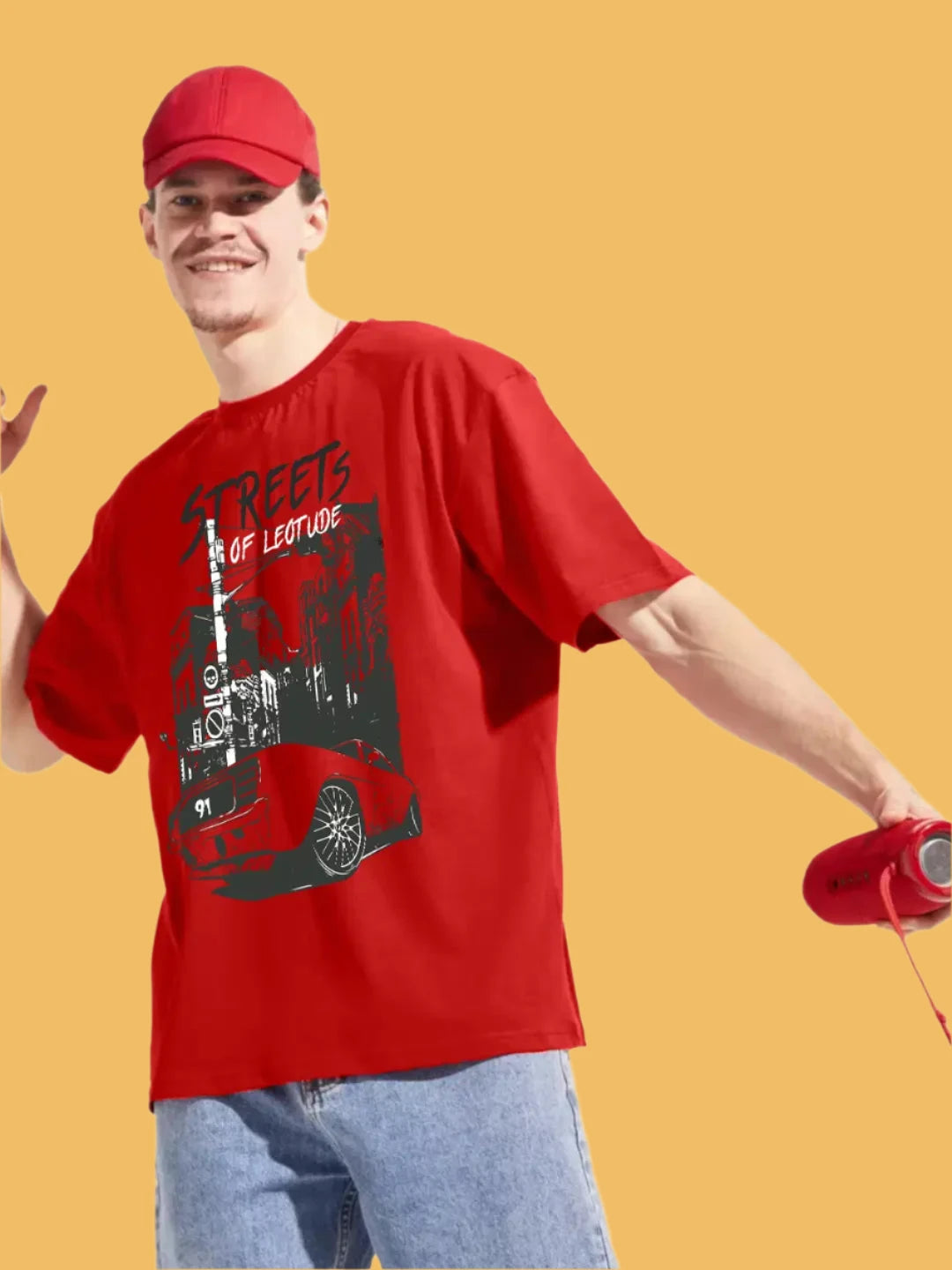 Red Graffiti Oversized T-Shirt – Unisex Streetwear Style | MAXTEE