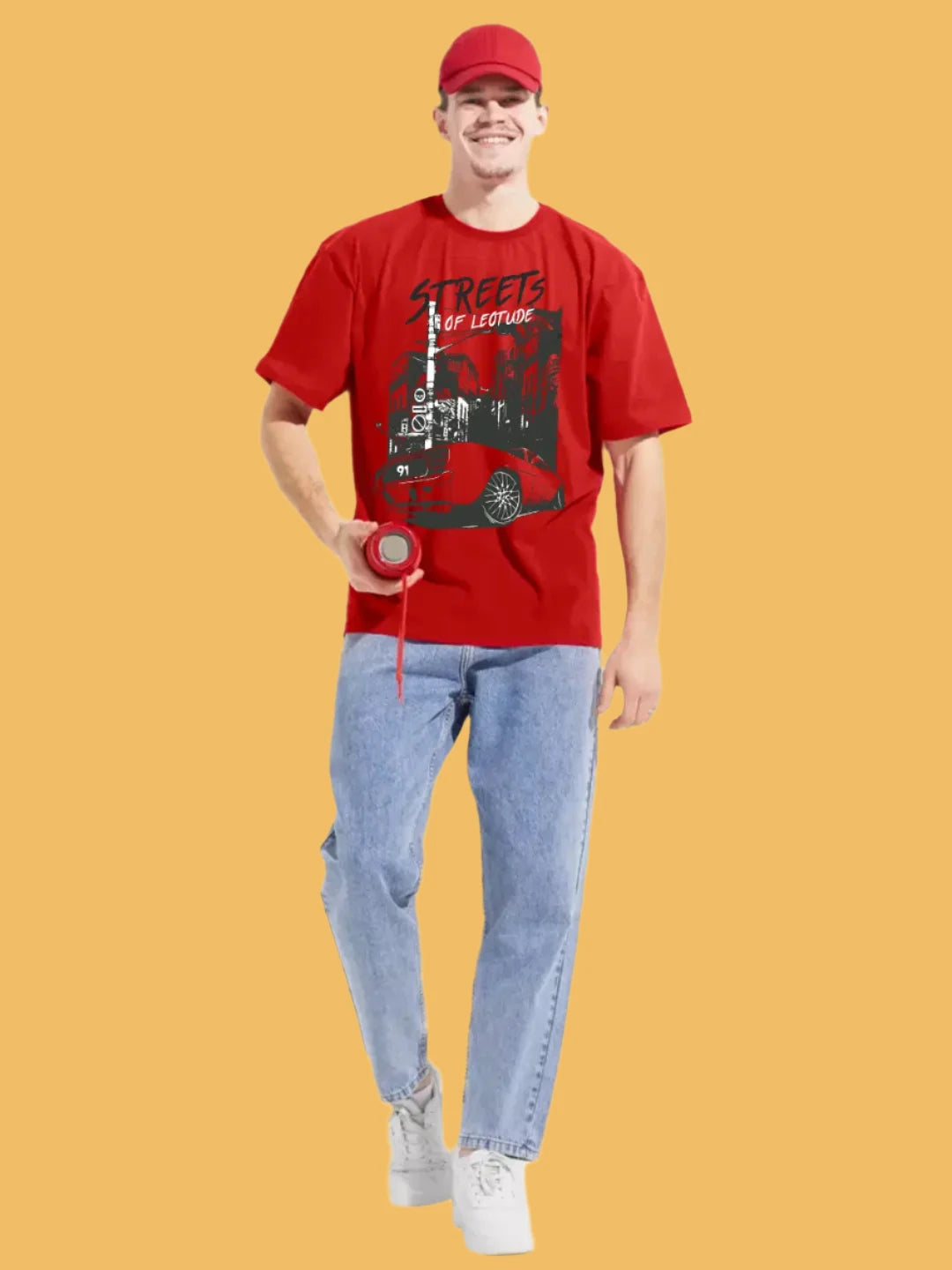 Red Graffiti Oversized T-Shirt – Unisex Streetwear Style | MAXTEE