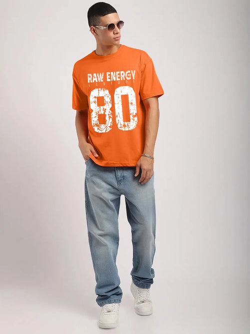 Bold Orange Oversized T-Shirt – Raw Energy Graphic | Unisex Fit