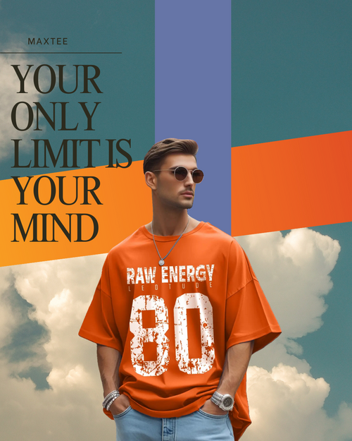 Bold Orange Oversized T-Shirt – Raw Energy Graphic | Unisex Fit
