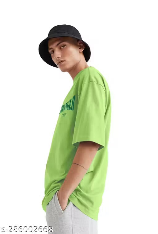 Neon Green Oversized Cotton T-Shirt – "Stronger" Streetwear Look